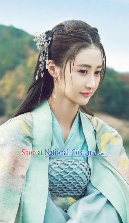 Drama Xia Tan Jian Bu Zhi Chinese Ancient Female Swordsman Ming Yue Dress Costume and Headpiece for Women