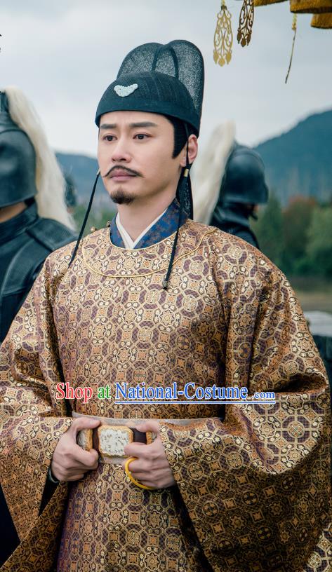 Chinese Ancient Tang Dynasty Emperor Li Shimin Clothing Historical Drama Miss Truth Costume and Headpiece for Men