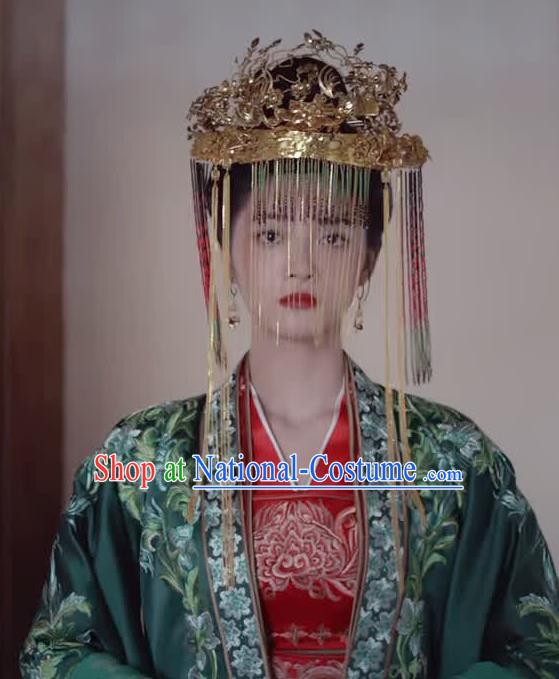 Drama Miss Truth Chinese Ancient Nobility Lady Ran Yan Wedding Hanfu Dress Tang Dynasty Costume and Headpiece for Women