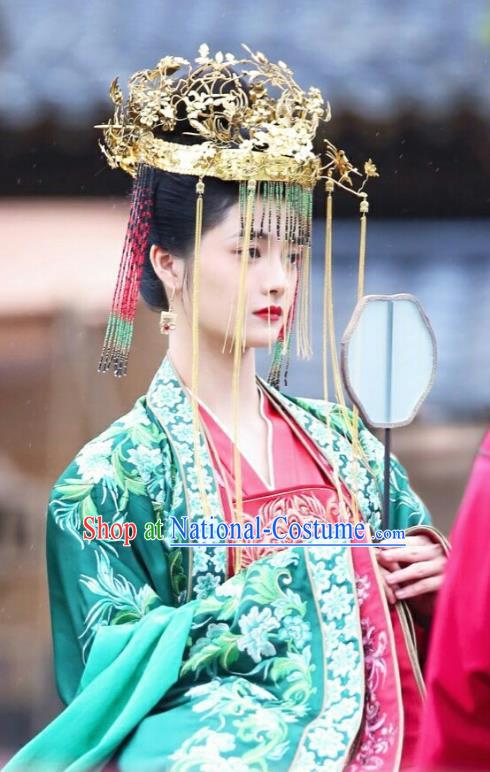 Drama Miss Truth Chinese Ancient Nobility Lady Ran Yan Wedding Hanfu Dress Tang Dynasty Costume and Headpiece for Women