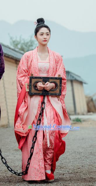 Drama Miss Truth Chinese Ancient Noble Lady Ran Yan Hanfu Dress Tang Dynasty Costume and Headpiece for Women