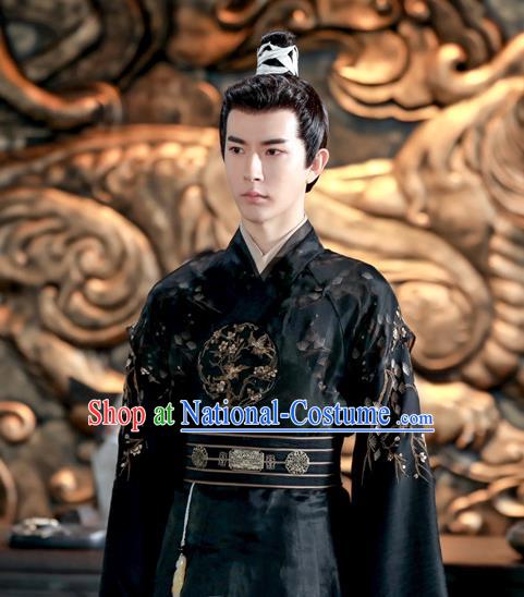 Chinese Ancient Prince Jing Ci Clothing Historical Drama The Love Lasts Two Minds Costume and Headpiece for Men