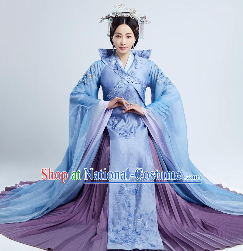 Drama The Love Lasts Two Minds Chinese Ancient Noble Dame Yuan Hanfu Dress Costume and Headpiece for Women