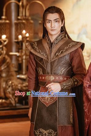 Chinese Ancient Swordsman Mu Beiyan Clothing Historical Drama The Love Lasts Two Minds Costume and Headpiece for Men