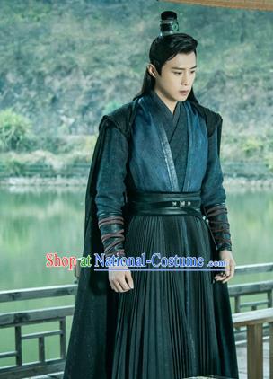 Chinese Ancient Imperial Bodyguard Zuo Yanxi Clothing Historical Drama The Love Lasts Two Minds Costume and Headpiece for Men