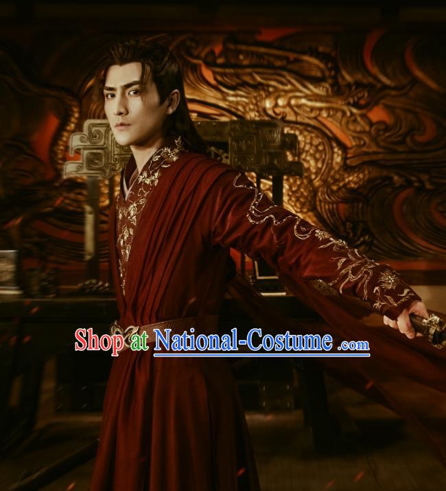 Chinese Ancient Royal Prince Mu Beiyan Clothing Historical Drama The Love Lasts Two Minds Costume and Headpiece for Men