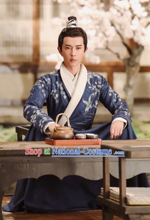 Chinese Ancient Noble Prince Jing Ci Clothing Historical Drama The Love Lasts Two Minds Costume and Headpiece for Men