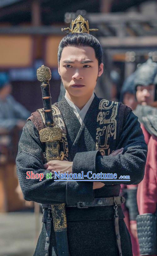 Chinese Ancient Swordsman Clothing Historical Drama Legend of Yun Xi Costume and Headpiece for Men