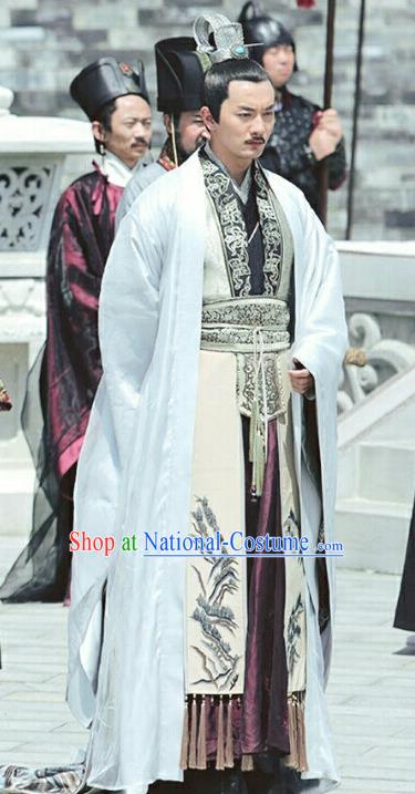 Chinese Ancient Official Chancellor Feng Ruge Clothing Historical Drama Colourful Bone Costume and Headpiece for Men