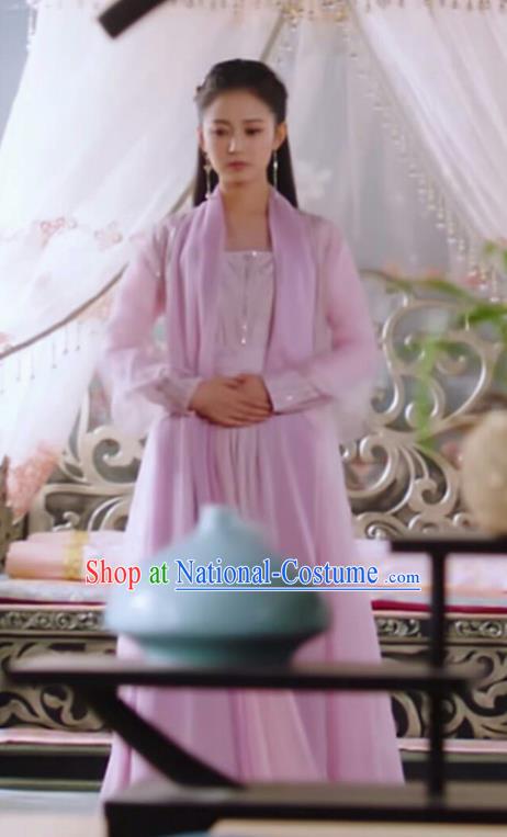 Chinese Ancient Royal Infanta Pink Hanfu Dress Drama The Love Lasts Two Minds Costume and Headpiece for Women