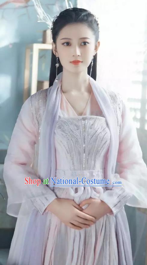 Chinese Ancient Royal Princess Yuan Qingli Pink Hanfu Dress Drama The Love Lasts Two Minds Costume and Headpiece for Women