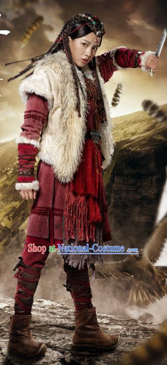 Chinese Drama Guardians of The Ancient Oath Female Swordsman Ba Yin Costume and Headpiece for Women