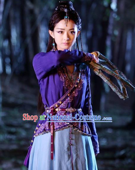 Chinese Historical Drama The Legend of Zu Ancient Fairy Swordsman Yu Wuxin Costume and Headpiece for Women