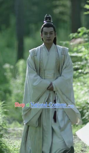 Chinese Historical Drama Ancient Crown Prince Qing Yu Nian Joy of Life Costume and Headpiece Complete Set