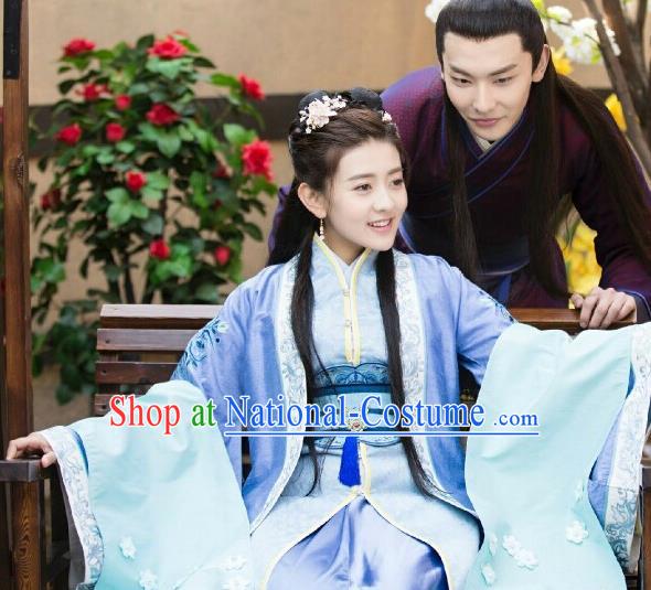 Chinese Historical Drama The Eternal Love Ancient Court Rani Qu Tan Er Costume and Headpiece for Women