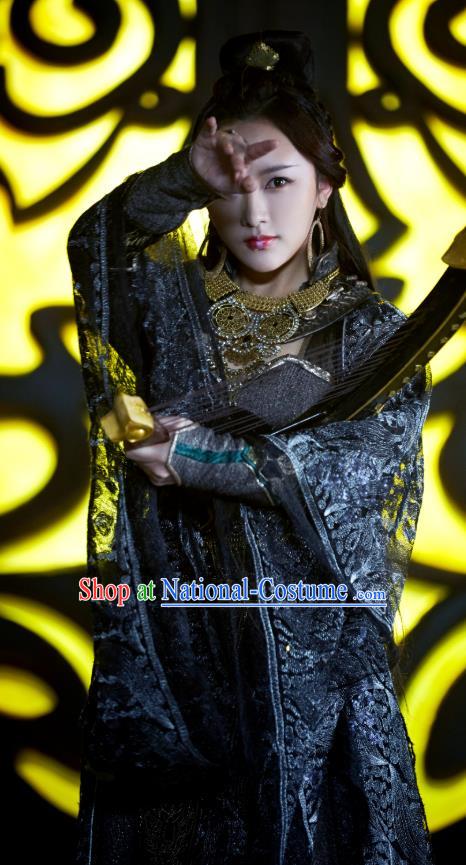 Chinese Historical Drama Swords of Legends Ancient Female Presbyter Hua Yue Costume and Headpiece for Women