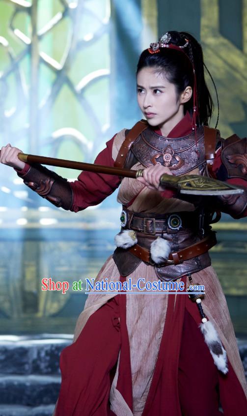 Chinese Historical Drama Swords of Legends Ancient Female General Wen Renyu Costume and Headpiece for Women