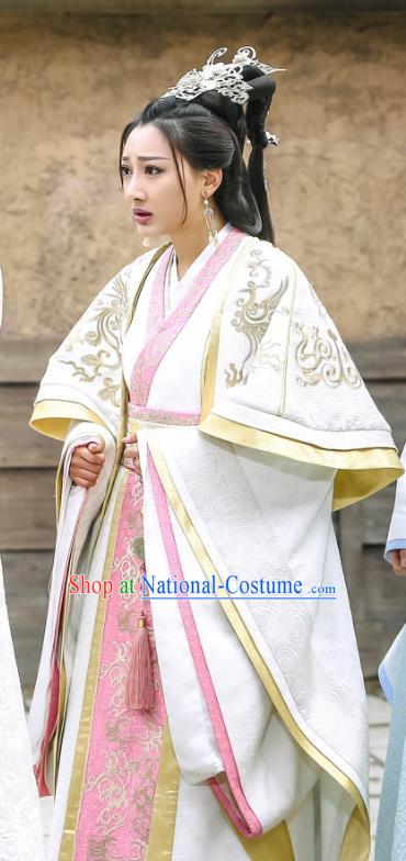 Chinese Historical Drama Swords of Legends Ancient Royal Princess Zhaoning Costume and Headpiece for Women