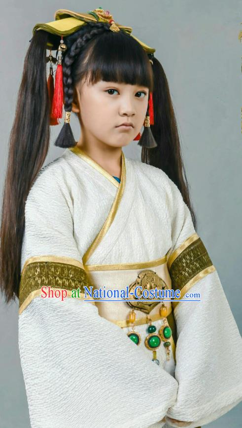 Chinese Historical Drama Swords of Legends Ancient Princess Shen Xi Costume and Headpiece for Kids