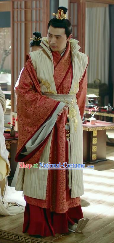 Chinese Drama Princess Silver Ancient Crown Prince Wedding Historical Costume and Headwear for Men