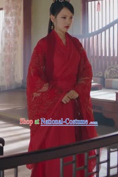 Chinese Ancient Princess Chen Yu Red Hanfu Dress Historical Drama Princess Silver Pink Costume and Headpiece for Women