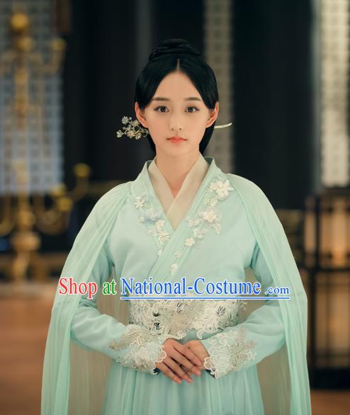 Chinese Ancient Imperial Consort Ye Ningzhi Green Hanfu Dress Historical Drama Legend of the Phoenix Costume and Headpiece for Women