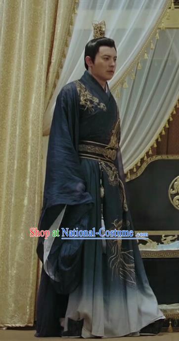 Chinese Drama Legend of the Phoenix Ancient Emperor Pang Tong Historical Costume and Headwear for Men