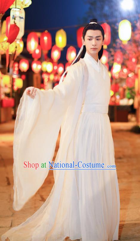 Drama Princess Silver Chinese Ancient Nobility Childe Rong Qi Historical Costume and Headwear for Men