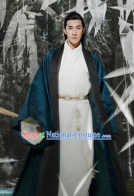 Drama Princess Silver Chinese Ancient Prince Wu You Historical Costume and Headwear for Men