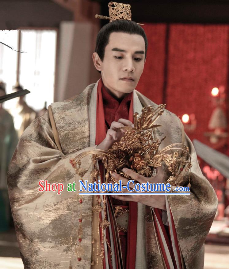 Drama Princess Silver Chinese Ancient Prince Fu Chou Historical Costume and Headwear for Men