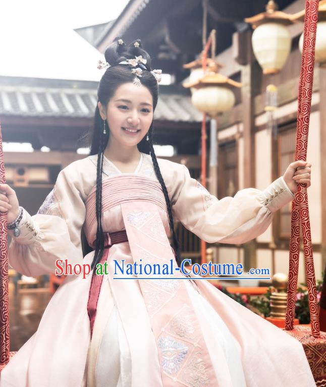 Chinese Ancient Palace Princess Li Mingyue Hanfu Dress Historical Drama The Love By Hypnotic Costume and Headpiece for Women