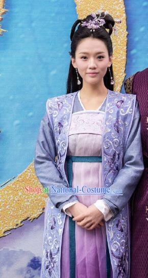 Chinese Ancient Noble Lady Qiao Huixin Hanfu Dress Historical Drama The Love By Hypnotic Costume and Headpiece for Women