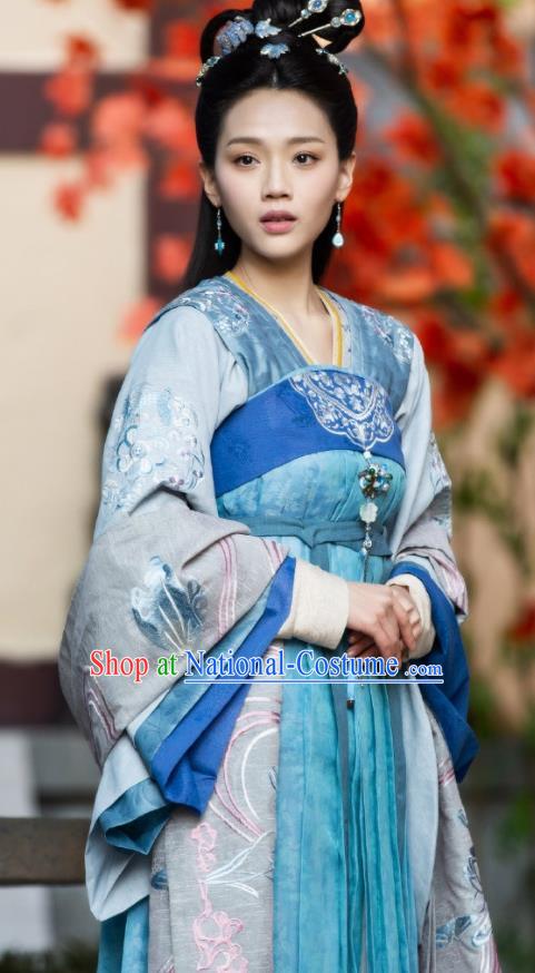 Chinese Ancient Tang Dynasty Noble Princess Li Mingyue Hanfu Dress Historical Drama The Love By Hypnotic Costume and Headpiece for Women