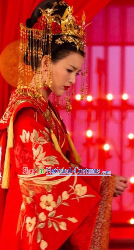 Chinese Ancient Princess Consort Qiao Huixin Wedding Hanfu Dress Historical Drama The Love By Hypnotic Costume and Headpiece for Women