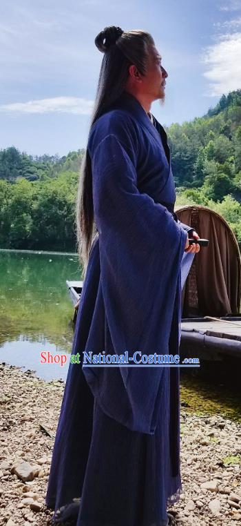 Listening Snow Tower Chinese Historical Drama Ancient Swordsman Cang Lang Costume and Headwear for Men