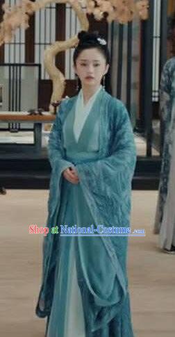 Chinese Ancient Female Swordsman Hong Xie Hanfu Dress Historical Drama Listening Snow Tower Costume and Headpiece for Women