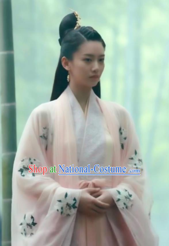 Chinese Ancient Female Swordsman Ye Huo Hanfu Dress Historical Drama Listening Snow Tower Costume and Headpiece for Women