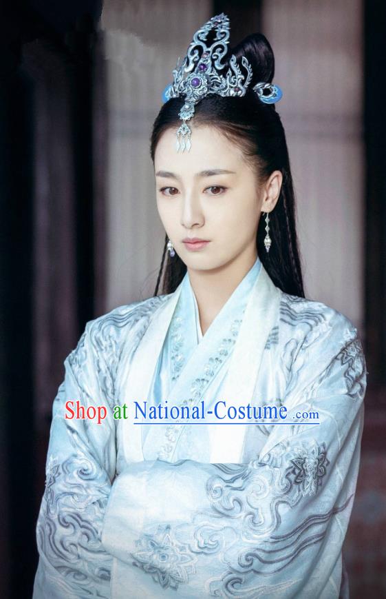 Chinese Historical Drama Ancient Swordsman Hostess Shangguan Xi Hanfu Dress Under the Power Costume and Headpiece for Women