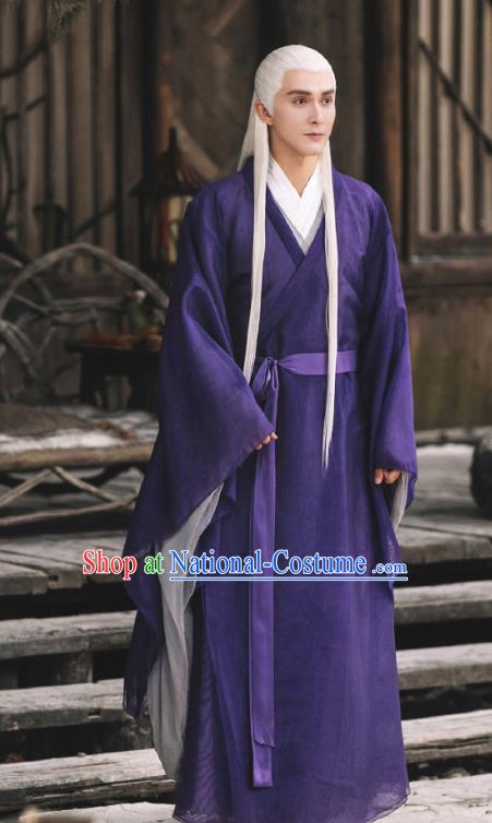 Chinese Ancient Emperor of the Heaven Clan Drama Sansheng Sanshi Pillow Eternal Love of Dream Dong Hua Costume and Headpiece Complete Set