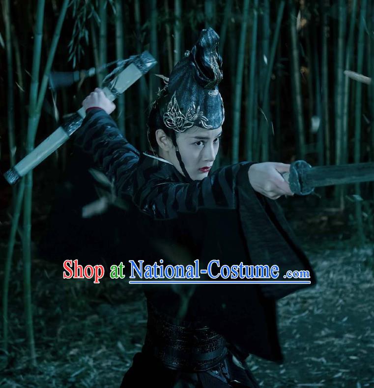 Chinese Ancient Priestess Ye Celeng Dress Historical Drama Sword Dynasty Costume and Headpiece for Women