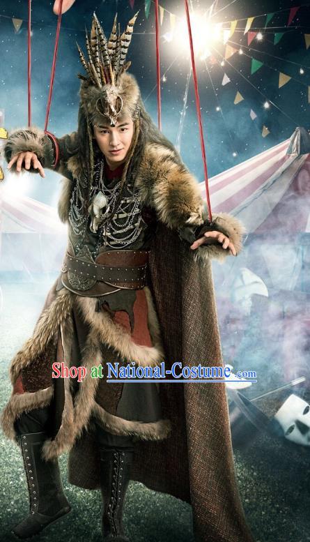 Drama Demon Catcher Zhong Kui Chinese Ancient Master Swordsman Mu Tianran Costume and Headpiece Complete Set