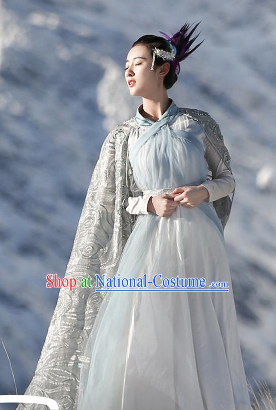 Chinese Ancient Goddess Jiu You Dress Historical Drama The Great Ruler Costume and Headpiece for Women