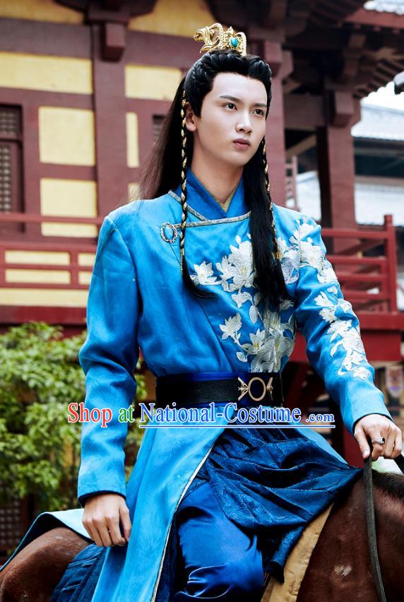 Drama Cinderella Chef Chinese Ancient Swordsman He Lianjing Costume and Headpiece Complete Set