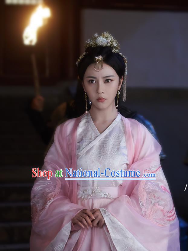 Chinese Ancient Princess Liu Li Dress Historical Drama Cinderella Chef Costume and Headpiece for Women