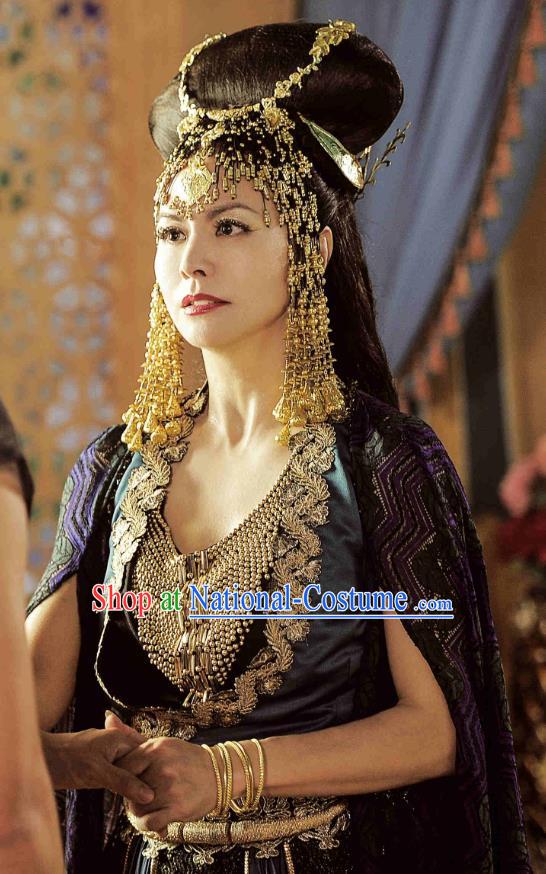 Chinese Ancient Tang Dynasty Imperial Consort Tuo Yue Dress Historical Drama An Oriental Odyssey Costume and Headpiece for Women