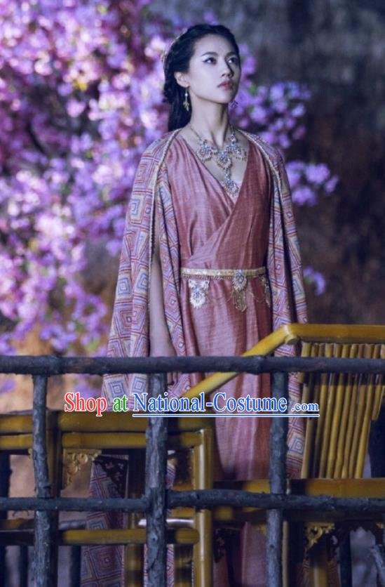 Chinese Ancient Tang Dynasty Infanta Ming Hui Dress Historical Drama An Oriental Odyssey Costume and Headpiece for Women