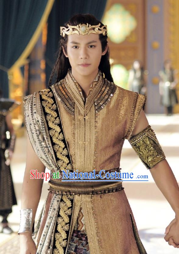 Drama An Oriental Odyssey Chinese Ancient Tang Dynasty Prince Mu Le Costume and Headpiece Complete Set