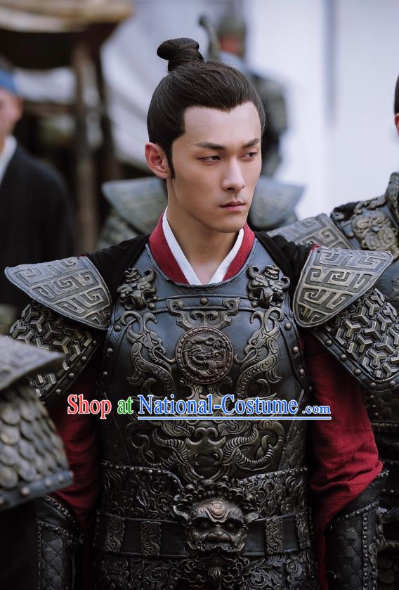 Drama An Oriental Odyssey Chinese Ancient Tang Dynasty General Zhao Lanzhi Armor Costume and Headpiece Complete Set