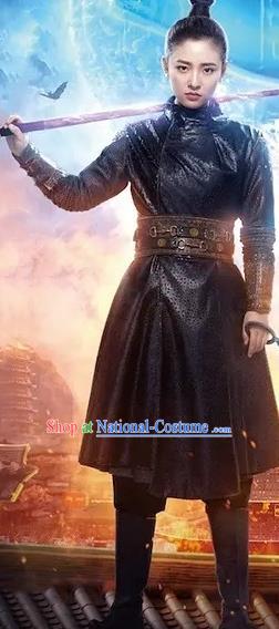 Chinese Ancient Tang Dynasty Female Swordsman Ye Yuanan Dress Historical Drama An Oriental Odyssey Costume and Headpiece for Women