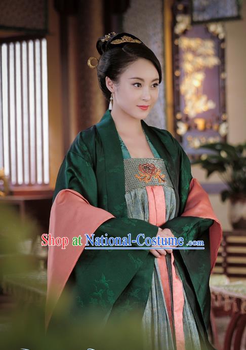 Chinese Ancient Tang Dynasty Queen Wu Zetian Dress Historical Drama An Oriental Odyssey Costume and Headpiece for Women